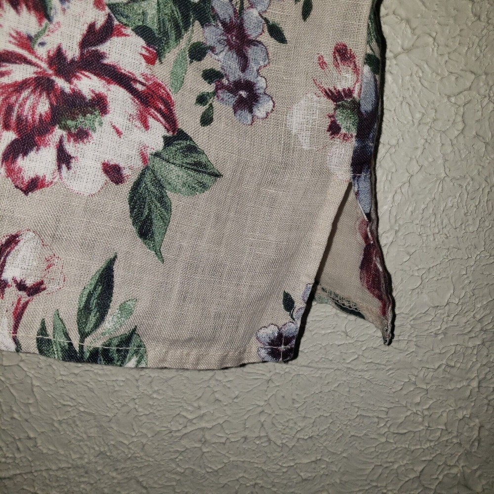 Bellambia Sz L 100% Linen Laganlook Floral Shirt Top Womens Blouse Made In Italy - Picture 4 of 9